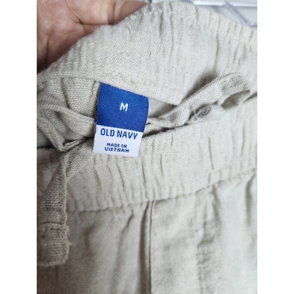 Old Navy Linen Blend High Rise Cuffed Shorts women's M Pockets beachy minimalist - Picture 5 of 9